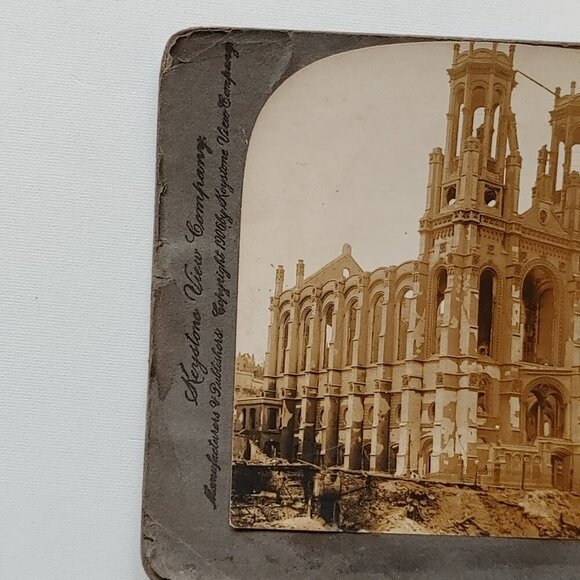 ANTIQUE Stereograph Card San Francisco after the Earthquake Old Jewish Synagogue - Picture 2 of 8